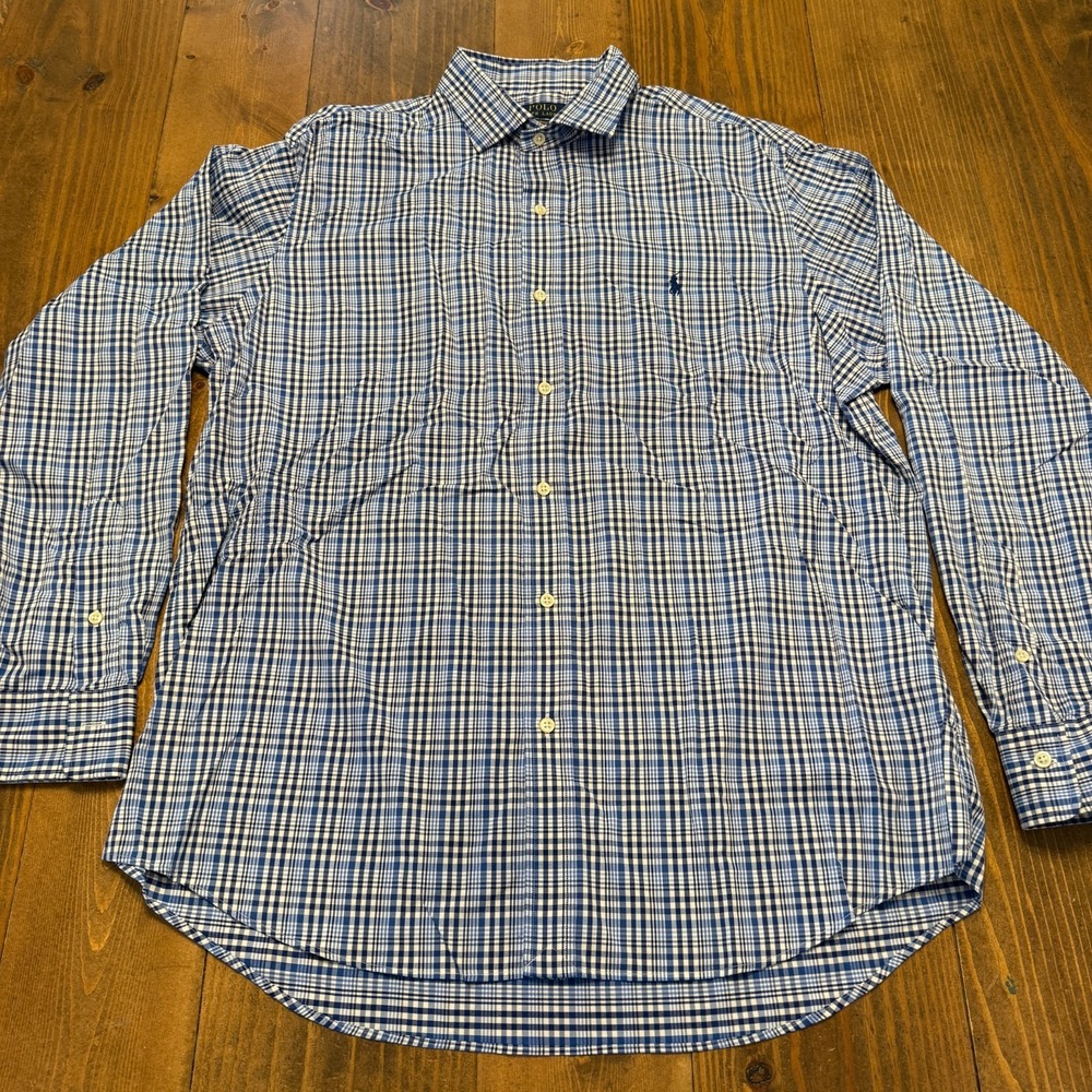Polo Ralph Lauren Shirt Men XL Performance Button Up Blue Check Plaid Quick Dry